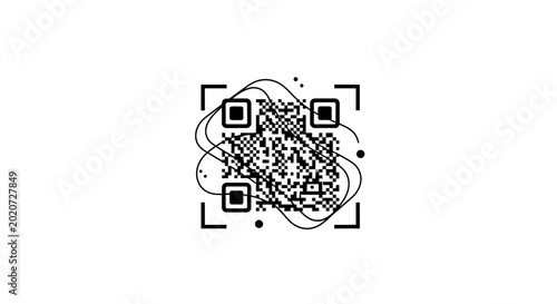 Abstract QR Code Icon with Dynamic Flowing Lines