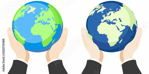 Konstfotografi hands holding globes of earth environmental sustainability illustration