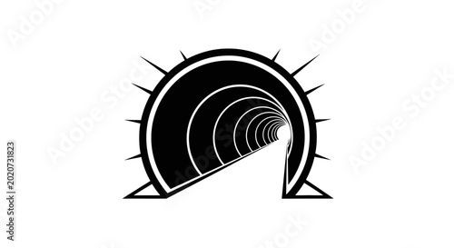 Abstract Tunnel Perspective Icon Black and White Graphic