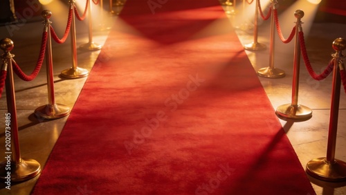 Red carpet with golden stanchions