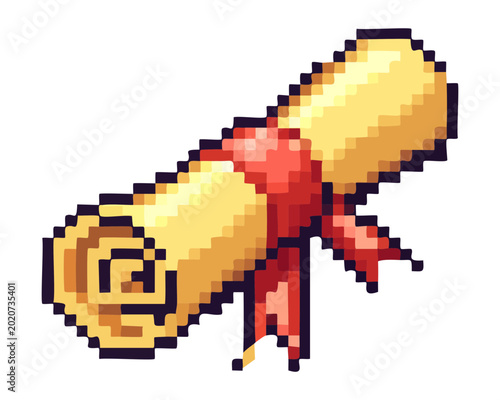 Fotografía Secret map scroll pixel illustration for pirate adventure theme and treasure hun