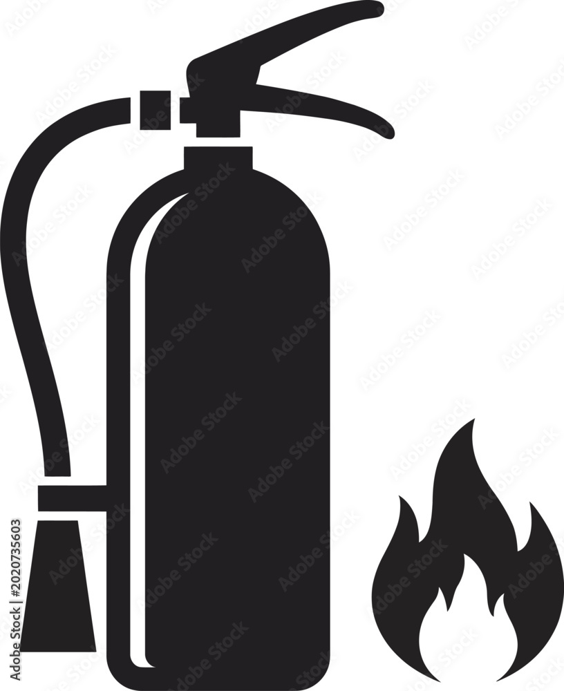 Foto Fire Extinguisher Safety Silhouette Icon Vector