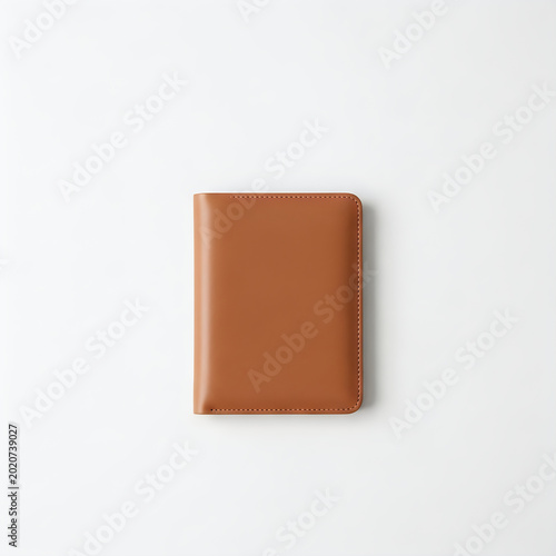 Brown minimalist leather wallet standing upright
