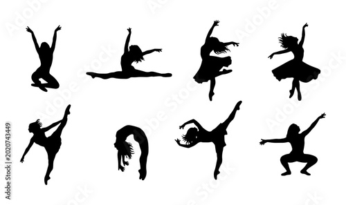 Tableau sur toile Diverse Dancer Silhouettes Collection, Ballet and Contemporary Poses, Dynamic Mo
