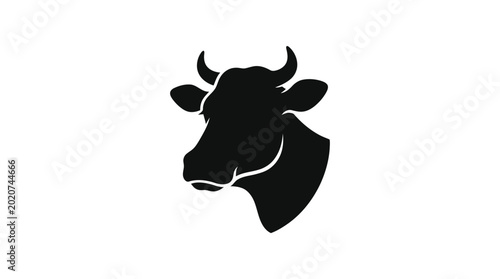 cow head silhouette on a white background