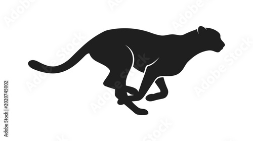 cheetah silhouette running on white background