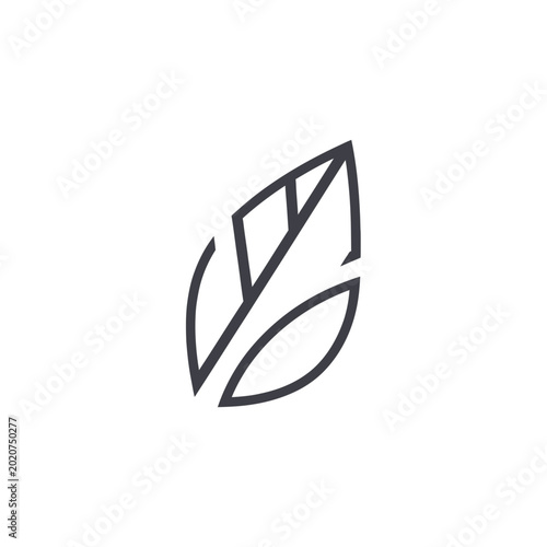 Minimalist leaf logo, simple elegant design, nature concept