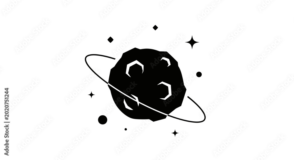Φωτογραφία Abstract Planet Ring Stars Black White Space Cosmic Icon