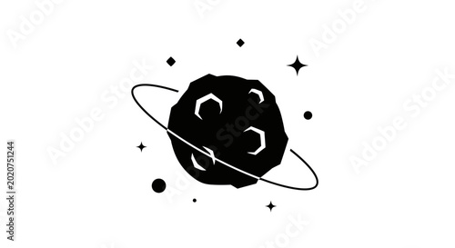 Photos Abstract Planet Ring Stars Black White Space Cosmic Icon