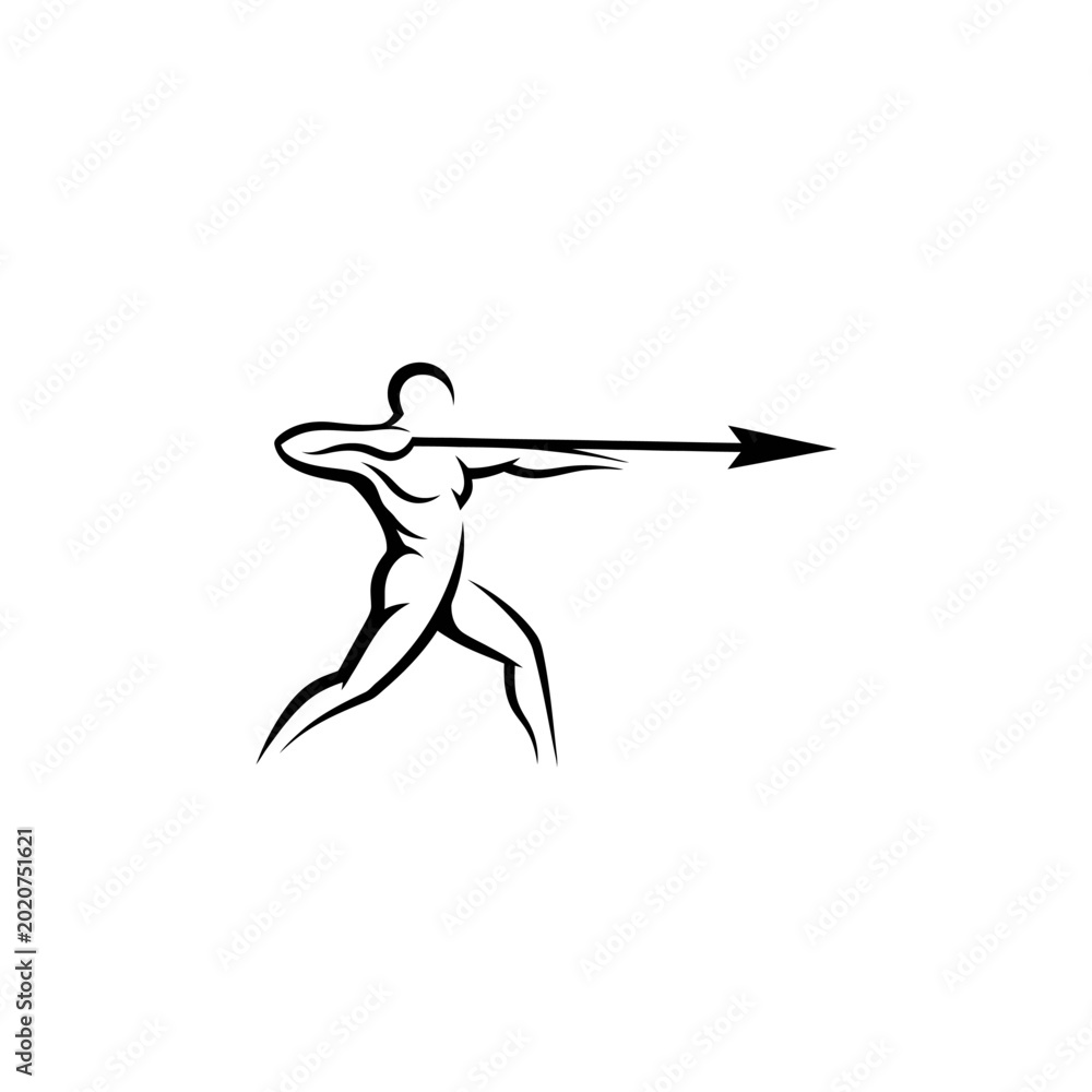 Fototapeta premium Archer Silhouette: Dynamic Action Pose with Arrow