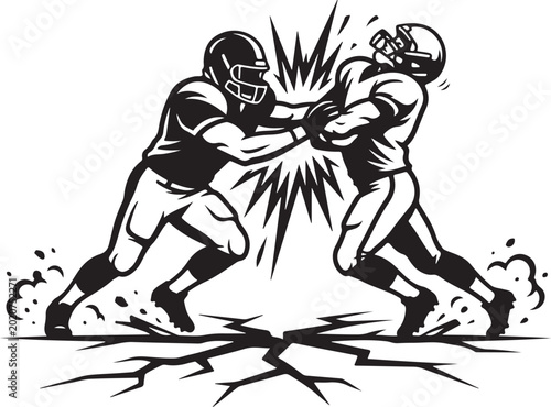 American Football, Vector Football Players, Sports Illustration, Black and White Clipart