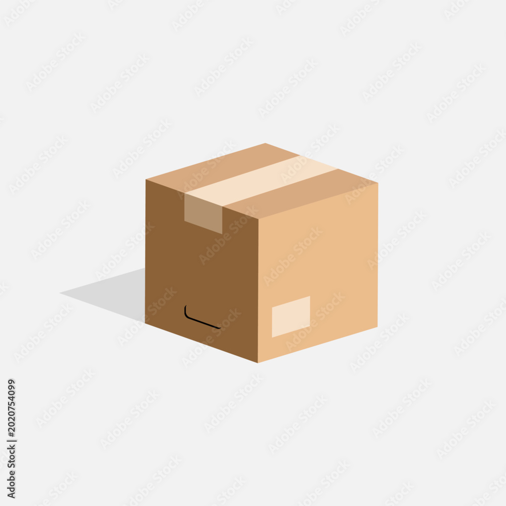Fototapeta premium Modern delivery packed carton box vector illustration. Delivery box icon, parcel, package on isolated white background.