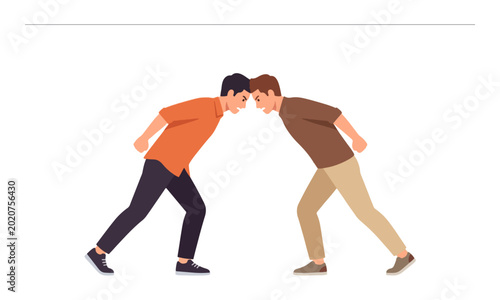 Photos Two men confronting each other head to head in conflict