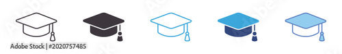 Konstfotografi Graduation Cap Icon Set, Academic achievement, university education, student success, and learning symbol vector icons