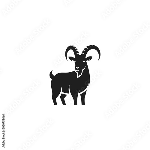 Foto Black silhouette of a goat standing.
