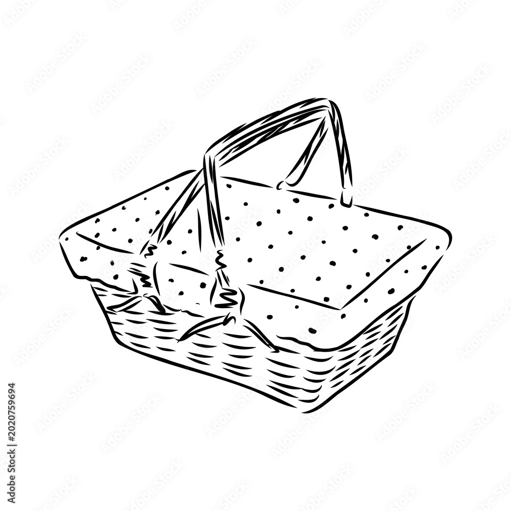Obraz premium picnic basket, vector sketch