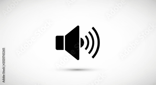Slika na platnu Black speaker icon with sound waves.