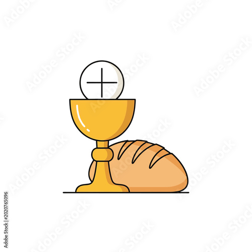 Religious Communion Chalice with Bread Host