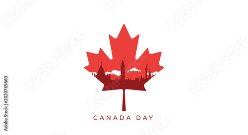 Canada Day Maple Leaf Logo Symbol.
