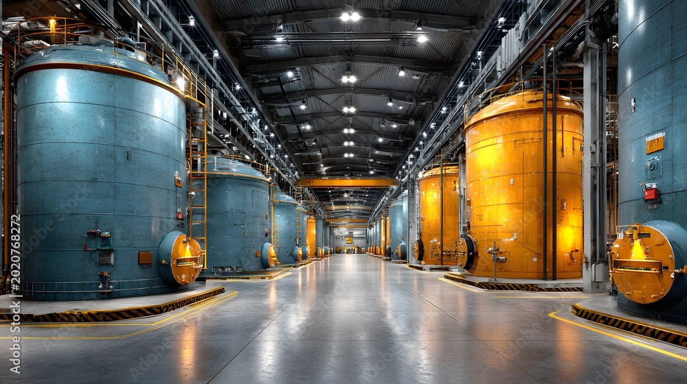 Obraz premium hydrogen energy storage tanks in industrial facility