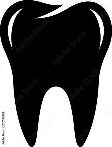 Black Tooth Icon Dental Symbol.