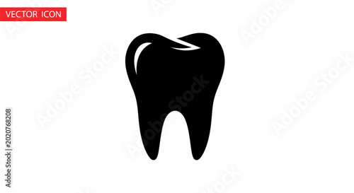 Black Tooth Icon Dental Symbol.