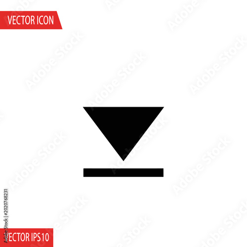 Black Triangle Icon On Horizontal Line.