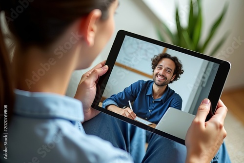 Virtual Coaching Lecture and Training Session Captured on Student's Tablet
