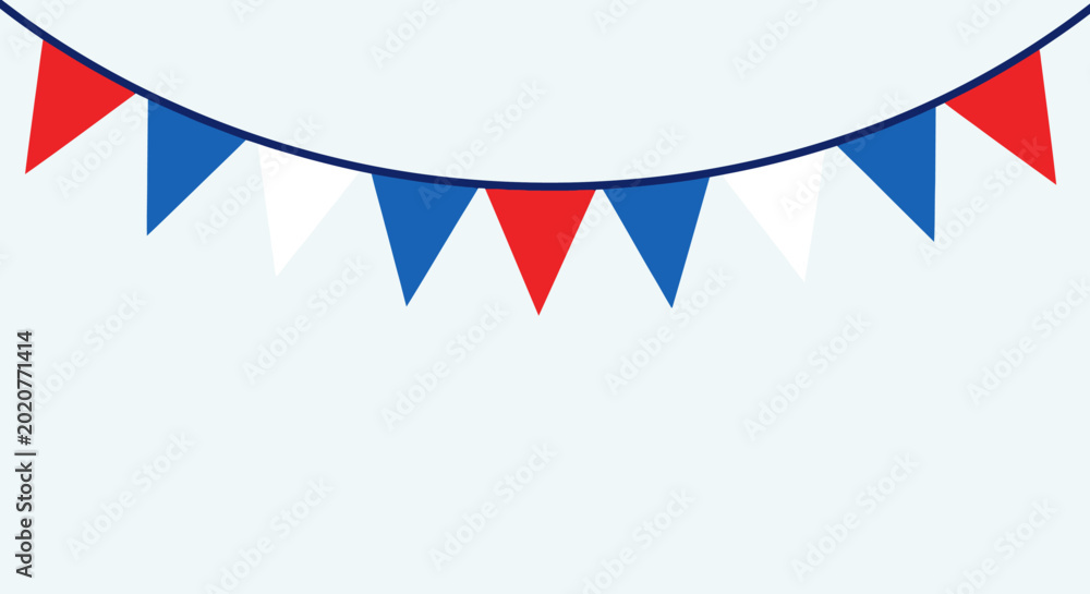 Fototapeta premium French Bunting and Pennants minimal illustration