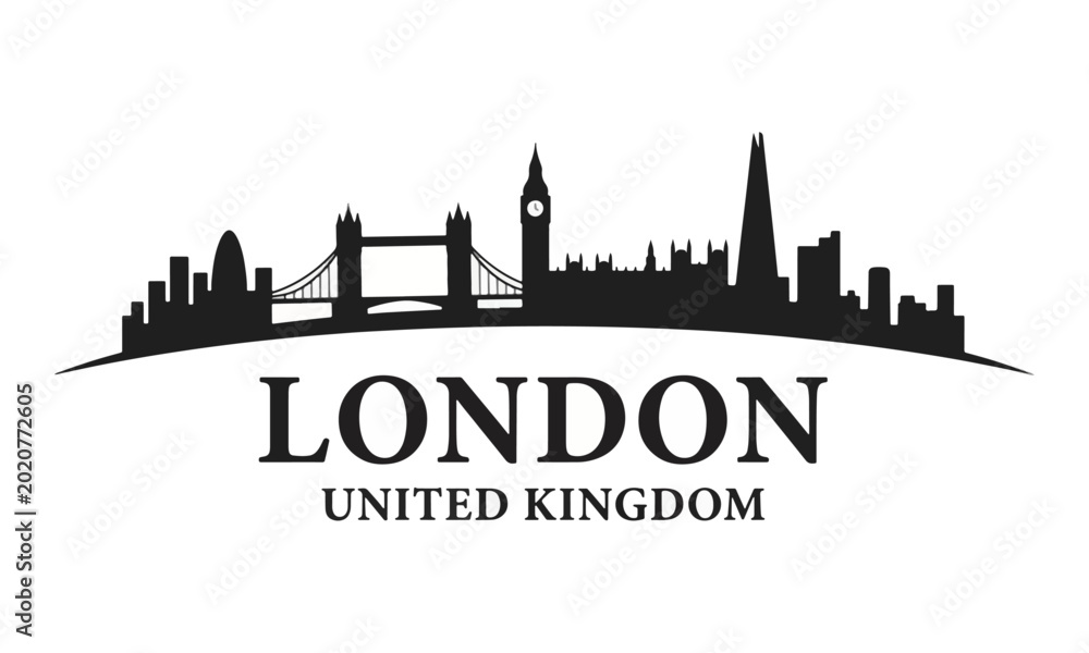 Obraz premium London City Skyline Silhouette with Landmarks United Kingdom