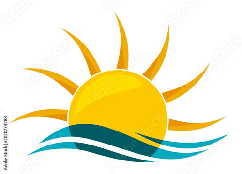 A symbol of stylized sea from dawn sun.
