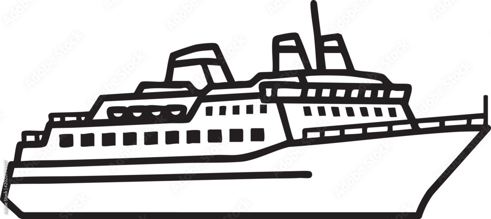Φωτογραφία Cruise ship, ferry boat, ocean liner, travel transportation, vector illustration