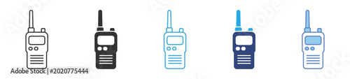 Foto Walkie Talkie Radio Icon Set, Wireless communication, emergency connection, portable radio, and security communication vector icons