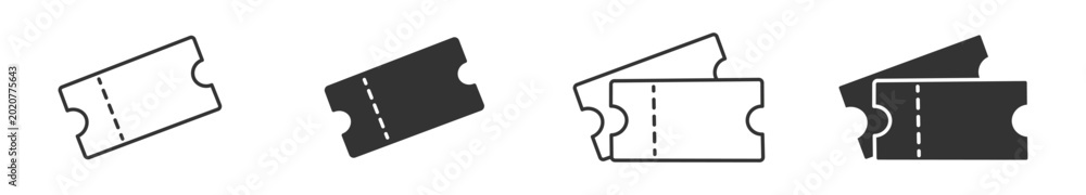 Φωτογραφία Ticket  Icon Set, Event admission, cinema entry, travel pass, and booking voucher vector icons