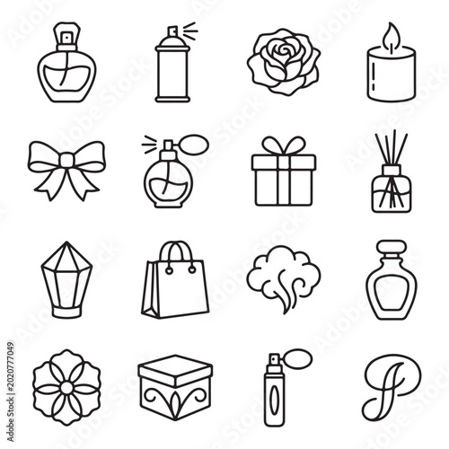 Collection of various gift and perfume items vector illustration with collection illustration shopping graceful delicate beautiful attractive charming adorable ethereal whimsical vector