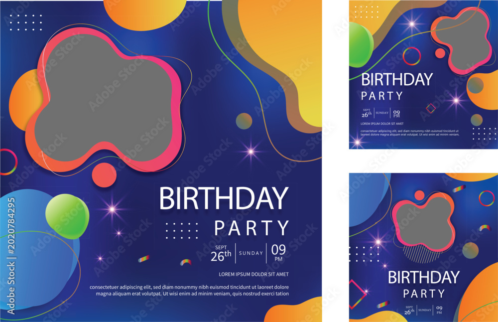 Naklejka premium Birthday Instagram poster, Social media poster