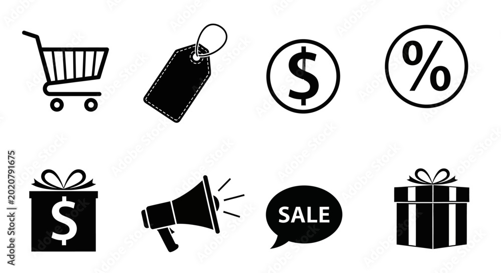 Εκτύπωση καμβά Shopping sale and discount icons.
