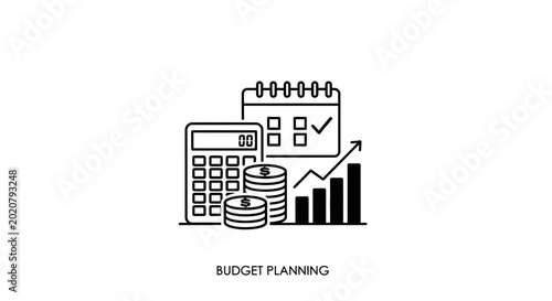 Obraz na płótnie Budget planning with calculator and coins.