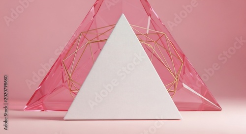 Geometric Ascent: Pink Prism and White Apex