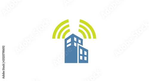 Modern office building with wireless signal.