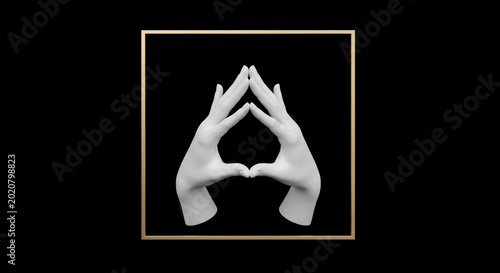 Gilded Ascent: Sculpted hands in stark contrast, reaching toward an unseen apex.