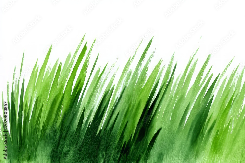 Fototapeta premium Vibrant green grass blades on white background