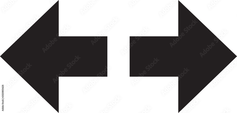 Wall Mural Black, reversible, opposing arrows, direction symbols, vector icons