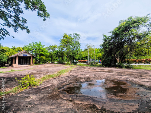 Vászonkép Aerial View of Phor Pu Khun Thot Shrine in Thepharak, Nakhon Ratchasima, Thailan