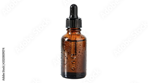 Картината върху платно Small brown glass dropper bottle with metallic liquid for professional cosmetic