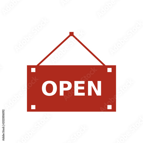 Open door hanging sign icon for shops, restaurants and websites