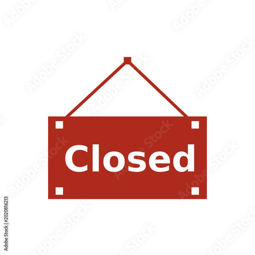 Closed icon of door hanging sign for shops, restaurants and websites