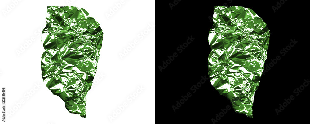 Εκτύπωση καμβά Crumpled green aluminum foil texture fragment isolated on transparent