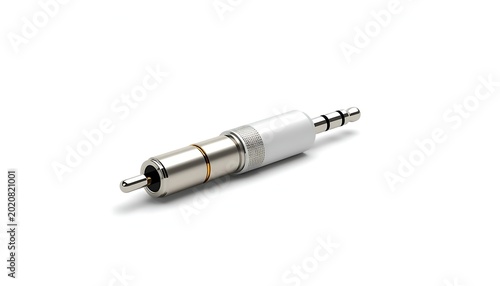 Rca male to 35mm stereo jack audio adapter isolated on white background