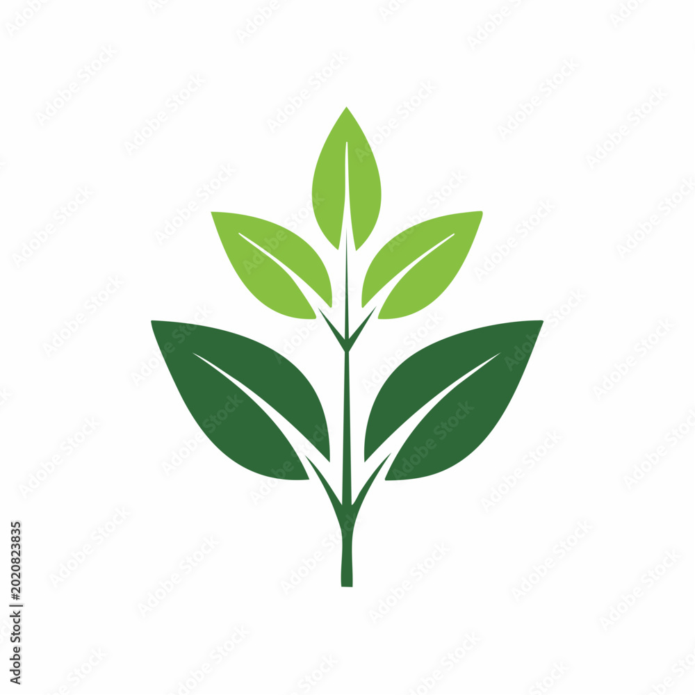Obraz premium Stylized Green Plant Leaves Logo
